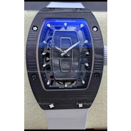 Richard Mille RM07 Black Carbon Casing White Strap 1:1 Superclone Swiss Replica Watch 