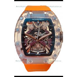 Richard Mille RM047 Samurai Genuine Tourbillon Watch in Orange Strao Sapphires Casing
