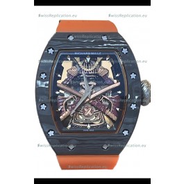 Richard Mille RM047 Samurai Genuine Tourbillon Watch in Carbon Casing Orange Strap