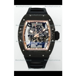 Richard Mille RM055 Black Carbon Casing Gold Rims 1:1 Superclone Genuine Tourbillon Watch 