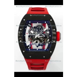 Richard Mille RM055 Black Carbon Casing Red Rubber Strap 1:1 Superclone Genuine Tourbillon Watch 