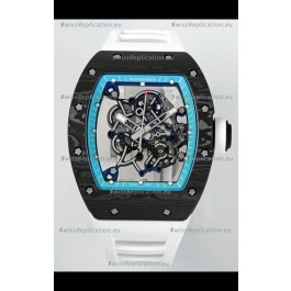 Richard Mille RM055 Black Carbon Casing Blue Rims 1:1 Superclone Genuine Tourbillon Watch 