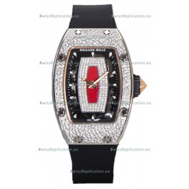 Richard Mille RM007 Diamonds Paved Red Dial 904L Steel Superclone Swiss Watch
