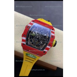 Richard Mille RM35-02 Rafael Nadal Red Carbon Yellow Strap with Genuine Tourbillon Super Clone Watch