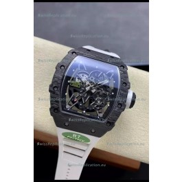 Richard Mille RM35-02 Rafael Nadal Black Carbon White Strap with Genuine Tourbillon Super Clone Watch