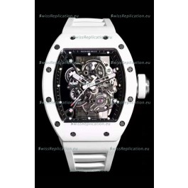 Richard Mille RM055 White Ceramic Casing 1:1 Mirror Replica Watch in White Strap