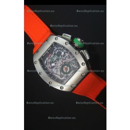 Richard Mille RM011 Filipe Massa Titanium Case Swiss Replica Watch in Orange Nylon Strap
