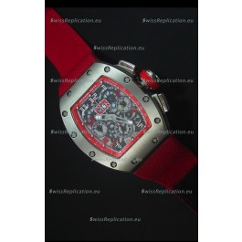 Richard Mille RM011 Filipe Massa Titanium Case Swiss Replica Watch in Red Nylon Strap