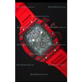Richard Mille RM011-03 One Piece Red Forged Carbon Case Watch in Red Strap