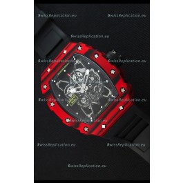 Richard Mille RM35-01 One Piece Red Forged Carbon Case Watch in Black Strap
