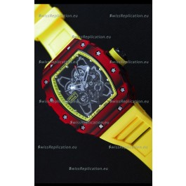 Richard Mille RM35-01 One Piece Red Forged Carbon Case Watch in Yellow Strap