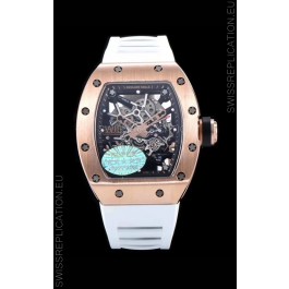 Richard Mille RM035 AMERICAS 18K Rose Gold Replica Watch in White Strap