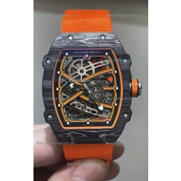 Richard Mille Super Clone RM67-02 Black Carbon TPT 37 Grams Watch Orange Strap