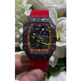 Richard Mille Super Clone RM67-02 Alexander Zverev Black Carbon TPT 37 Grams Watch Red Strap
