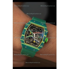 Richard Mille Super Clone RM67-02 Wayde Van Niekerk Green Carbon TPT 37 Grams Watch Green Strap