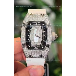 Richard Mille RM007 Diamonds Paved Black Dial 904L Steel Superclone Swiss Watch
