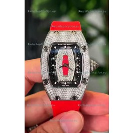 Richard Mille RM007 Diamonds Paved Black Dial 904L Steel Superclone Swiss Watch
