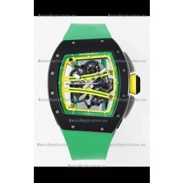 Richard Mille Super Clone RM61-01 Black Ceramic Green Strap Swiss Replica Watch