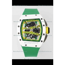 Richard Mille Super Clone RM61-01 White Ceramic Green Strap Swiss Replica Watch