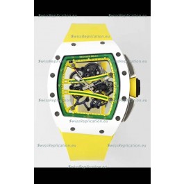 Richard Mille Super Clone RM61-01 White Ceramic Yellow Strap Swiss Replica Watch