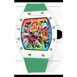 Richard Mille Super Clone RM68-01 White Ceramic Casing Green Strap Tourbillon Swiss Replica