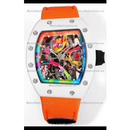 Richard Mille Super Clone RM68-01 White Ceramic Casing Nylon Strap Tourbillon Swiss Replica