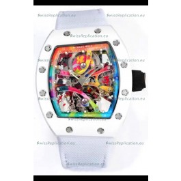 Richard Mille Super Clone RM68-01 White Ceramic Casing Nylon Strap Tourbillon Swiss Replica