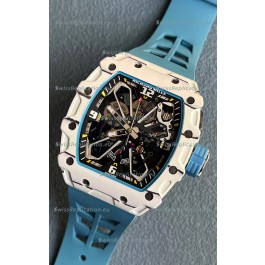 Richard Mille RM35-03 Rafael Nadal Edition White Carbon Fiber Casing 1:1 Mirror Replica Watch in Blue Strap