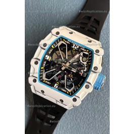 Richard Mille RM35-03 Rafael Nadal Edition White Carbon Fiber Casing 1:1 Mirror Replica Watch in Black Strap