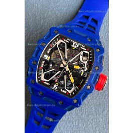 Richard Mille RM35-03 Rafael Nadal Edition Blue Carbon Fiber Casing 1:1 Mirror Replica Watch in Blue Strap