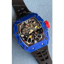 Richard Mille RM35-03 Rafael Nadal Edition Blue Carbon Fiber Casing 1:1 Mirror Replica Watch in Black Strap