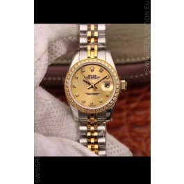 Rolex Datejust Ladies 28MM Cal.3135 Movement Swiss Replica in 904L Steel Yellow Gold 2 Tone Case