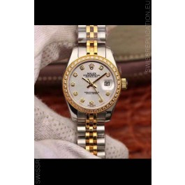 Rolex Datejust Ladies 28MM Cal.3135 Movement Swiss Replica in 904L Steel Yellow Gold 2 Tone Case