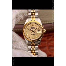 Rolex Datejust Ladies 28MM Cal.3135 Movement Swiss Replica in 904L Steel Yellow Gold 2 Tone Case