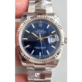 Rolex Datejust 36MM Cal.3135 Movement Swiss Replica Watch in 904L Steel Casing in Blue Dial