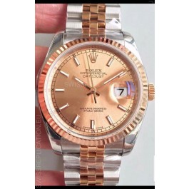 Rolex Datejust 36MM Cal.3135 Movement Swiss Replica Watch in 904L Steel Two Tone Casing Gold Dial