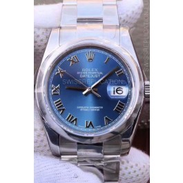 Rolex Datejust 36MM Cal.3135 Movement Swiss Replica Watch in 904L Steel Casing in Blue Roman Dial