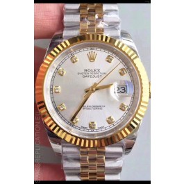 Rolex Datejust 41MM Cal.3135 Movement Swiss Replica Watch in 904L Steel Two Tone Casing Gold Dial