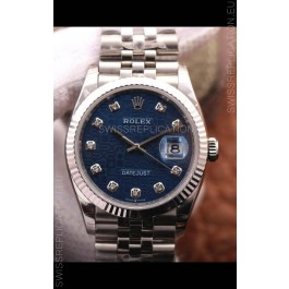 Rolex Datejust 36MM Cal.3135 Movement Swiss Replica Watch in 904L Steel Blue Computer Dial 