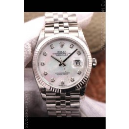 Rolex Datejust 36MM Cal.3135 Movement Swiss Replica Watch in 904L Steel Pearl Dial 