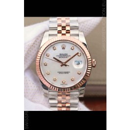 Rolex Datejust 41MM Cal.3135 Movement Swiss Replica Watch in 904L Steel Two Tone Pearl Dial