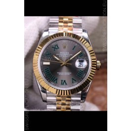 Rolex Datejust 41MM Cal.3135 Movement Swiss Replica Watch in 904L Steel Two Tone Grey Dial 