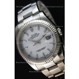 Rolex Datejust 36MM Cal.3135 Movement Swiss Replica White Dial Oyster Strap - Ultimate 904L Steel Watch 