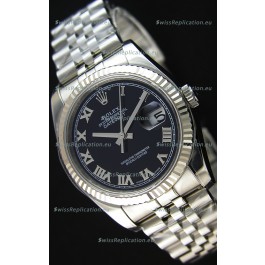 Rolex Datejust 36MM Cal.3135 Movement Swiss Replica Black Dial Jubilee Strap - Ultimate 904L Steel Watch 