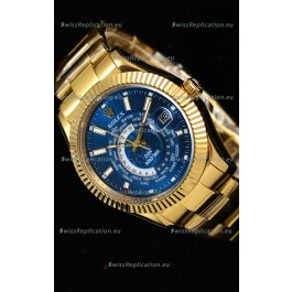Rolex SkyDweller Swiss Watch in 18K Yellow Gold Case - DIW Edition Blue Dial 