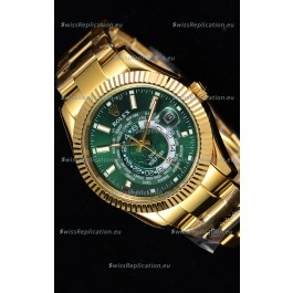 Rolex SkyDweller Swiss Watch in 18K Yellow Gold Case - DIW Edition Green Dial 