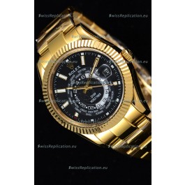 Rolex SkyDweller Swiss Watch in 18K Yellow Gold Case - DIW Edition Black Dial 