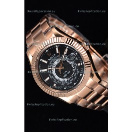Rolex SkyDweller Swiss Watch in 18K Rose Gold Case - DIW Edition Black Dial 