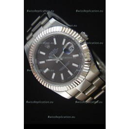 Rolex Datejust II 41MM with Cal.3136 Movement Swiss Replica Watch in Grey Dial Stick Markers 