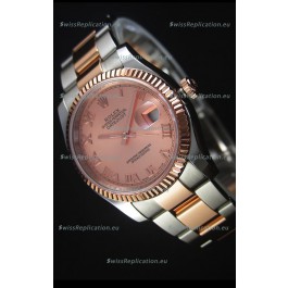 Rolex Datejust Replica Watch Rose Gold with Roman Dial in 36MM with 3135 Swiss Movement 